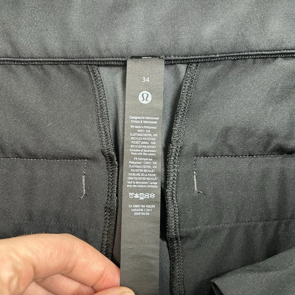 Lululemon ABC Slim-Fit Warpstreme Gray Pants Mens 34 Trousers Chino Stretch